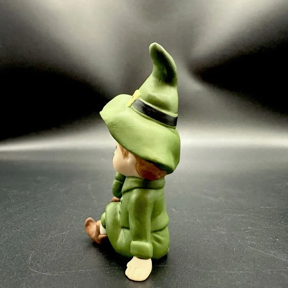 VTG Lefton Pixie Elf Leprechaun Pair Bisque Irish Fairy Tale Figurines 06107
